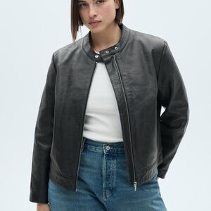 Mango Black Leather Jacket